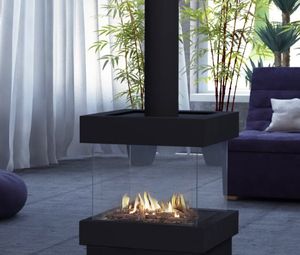 Ortal: Island 70 - Double Glass - DV Freestanding Fireplace