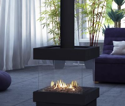Ortal: Island 70 - Double Glass - DV Freestanding Fireplace