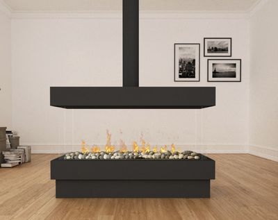 Ortal: Island 130 - Double Glass - DV Freestanding Fireplace