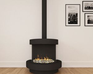 Ortal: Curve 270 - Double Glass - DV Freestanding Fireplace