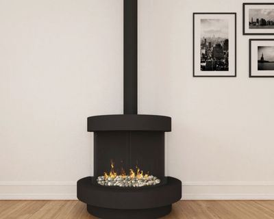 Ortal: Curve 270 - Double Glass - DV Freestanding Fireplace