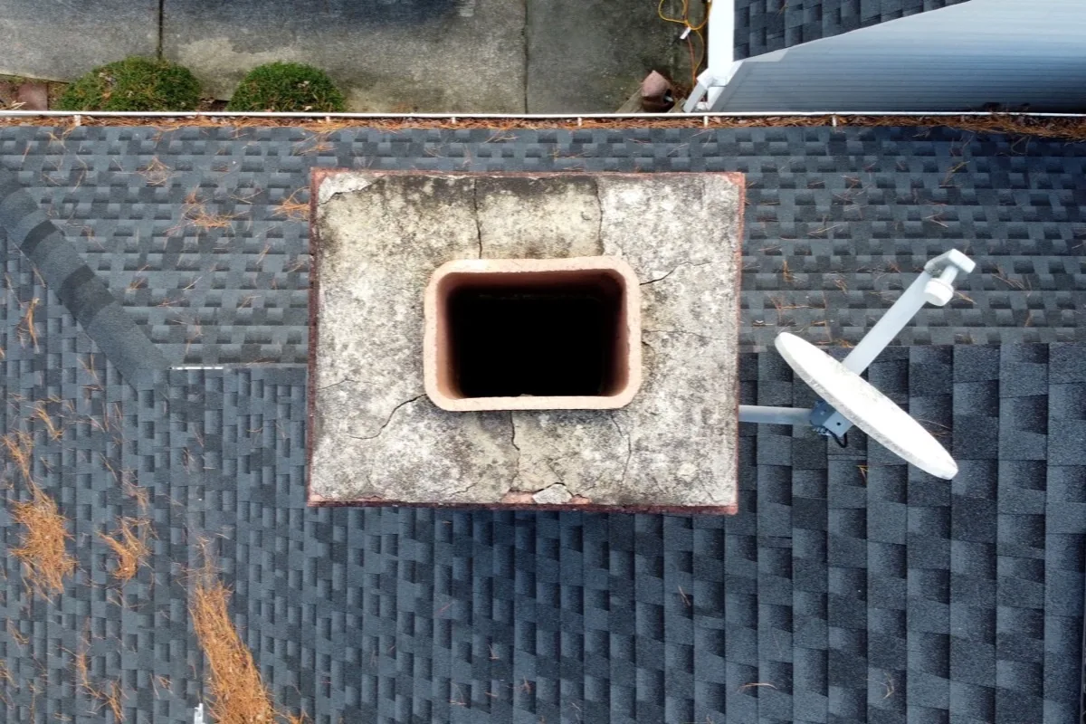Chimney with smoke on a cold Montana day
