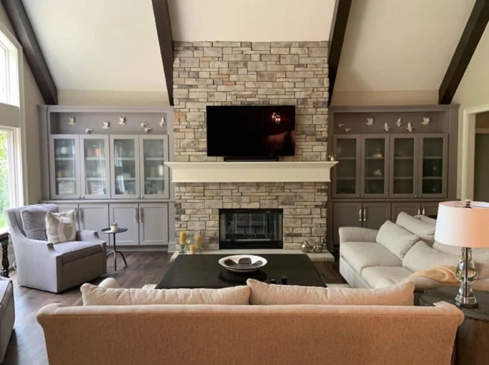 Casa di Sassi hand-chiseled stone fireplace